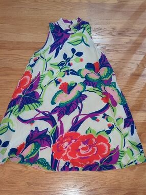 Anthropologie Maeve Cream, Purple, Green & Blue Floral Dress